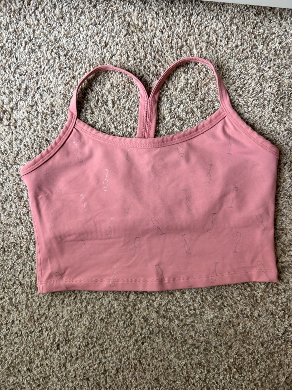 Beyond Yoga Pink Champagne Print - Cropped Tank with Racerback Straps